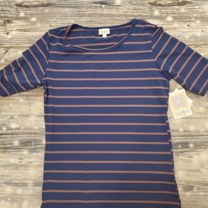 Lularoe Royal Blue Brown Striped GiGi M Shirt
